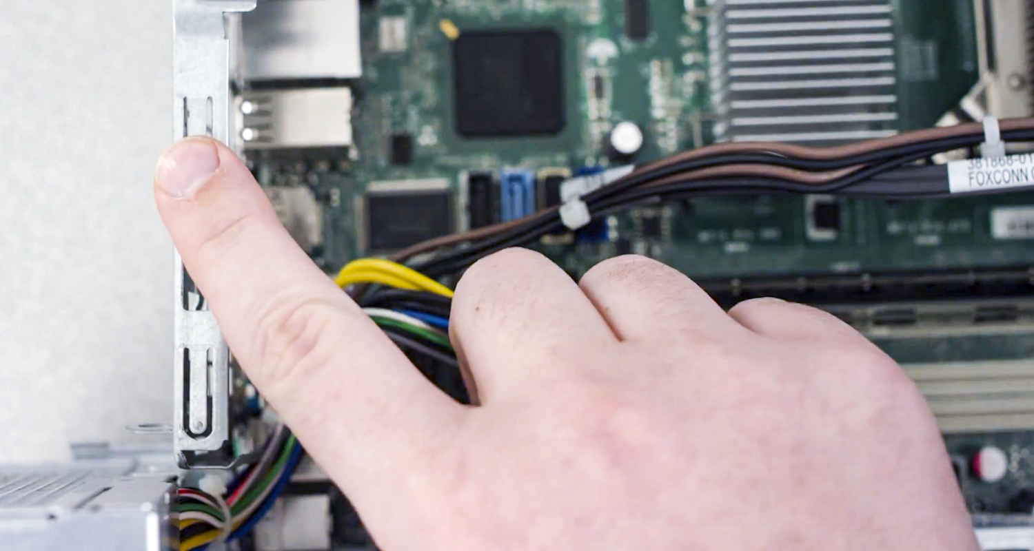 Man removes static electricity by grounding
